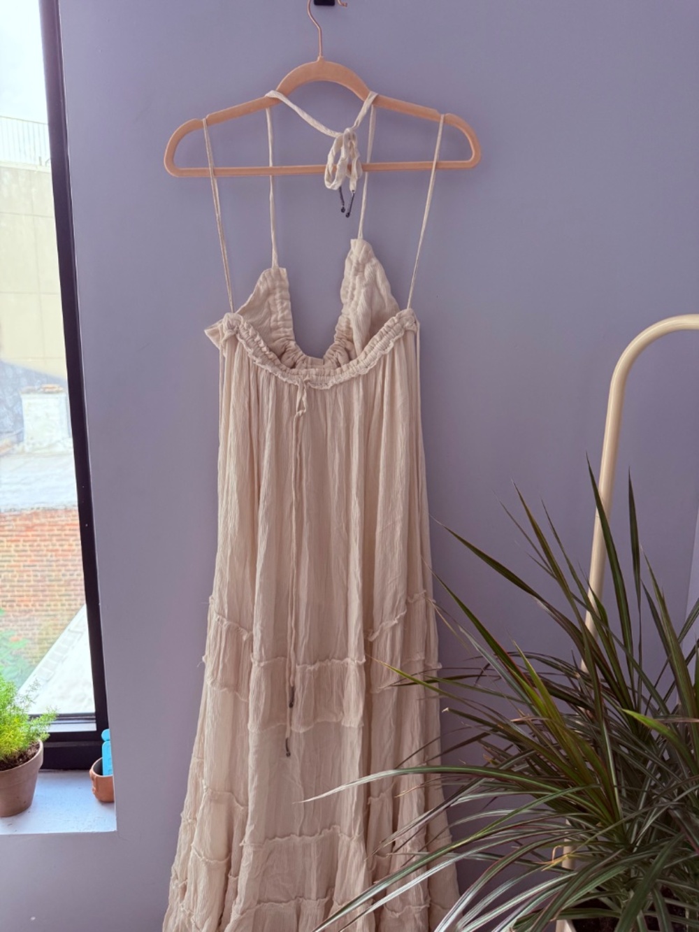 Free People Linen/Viscose Maxi Dress in Cream, size S - Picture 3 of 4